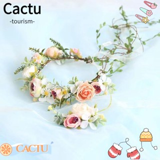 Cactu ที่คาดผม มงกุฎ ดอกไม้ งานแต่งงาน เจ้าสาว พวงหรีด หน้าผาก เครื่องประดับผม ที่คาดผม ผู้หญิง เด็กผู้หญิง