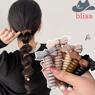 Bliss ยางรัดผม แบบพลาสติก ยืดหยุ่น ประดับโบว์ สไตล์เกาหลี