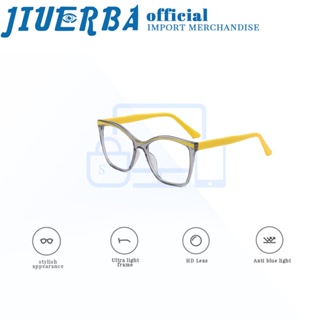 JIUERBA แว่นตา TR90 กรอบสี่เหลี่ยม ป้องกันรังสี สไตล์วินเทจ คลาสสิก สําหรับผู้ชาย และผู้หญิง