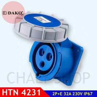 "DAKO PLUG" HTN4431 เต้ารับฝังตรงกันน้ำ 2P+E 125A 230V IP67