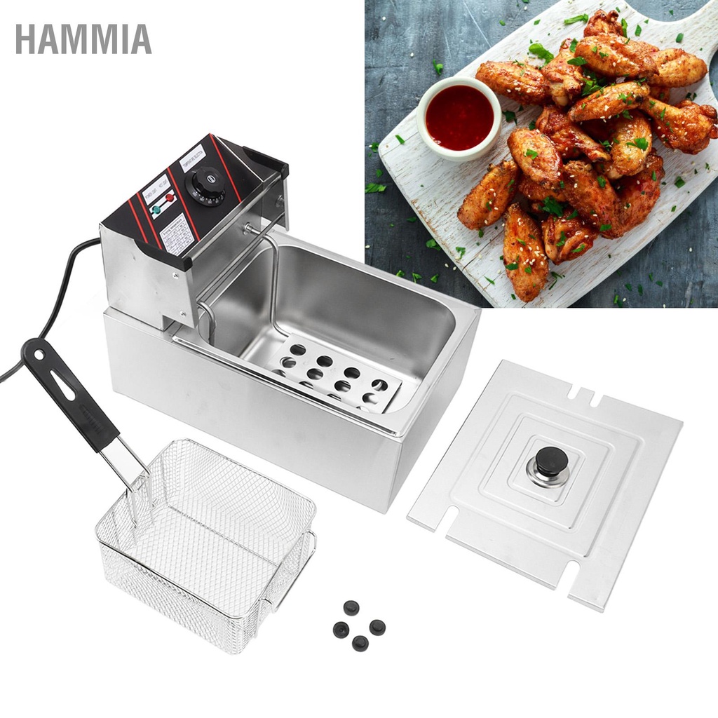 hammia-หม้อทอดไฟฟ้ามัลติฟังก์ชั่นหม้อทอดน้ำมันถังเดียวเคาน์เตอร์เครื่องทอดสำหรับร้านอาหารบ้านโรงอาหารร้านเครื่องดื่ม