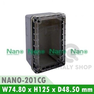 NANO Electric® NANO-201CG กล่องกันน้ำพลาสติก ฝาใส ขนาด W74.80xH125xD48.50 mm สีเทา (JUNCTION BOX IP65)