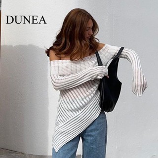 Dunea เสื้อแขนยาว คอบาน เซ็กซี่ สําหรับผู้หญิง