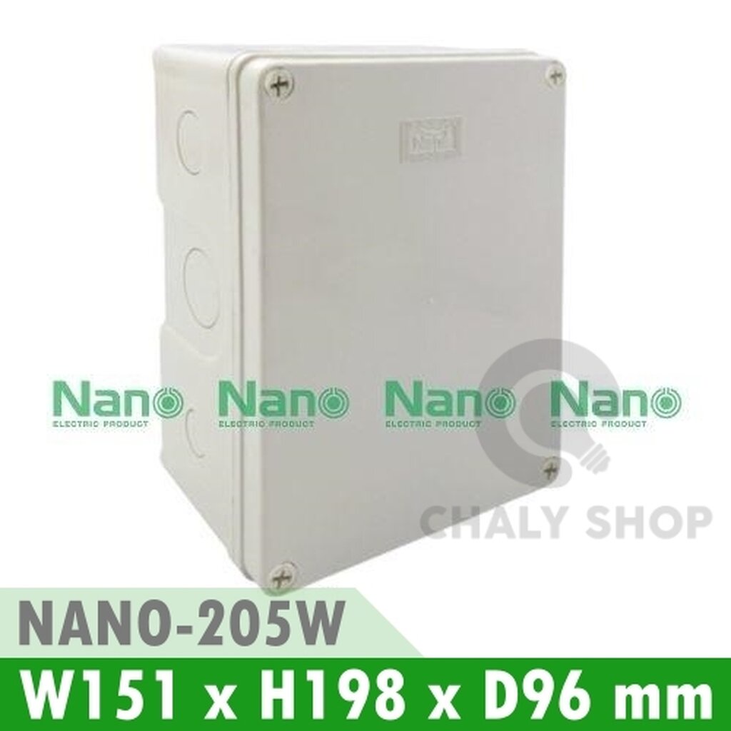 nano-electric-nano-205w-กล่องกันน้ำพลาสติก-ฝาทึบ-ขนาด-w151xh198xd96-mm-junction-box-ip65-สีขาว