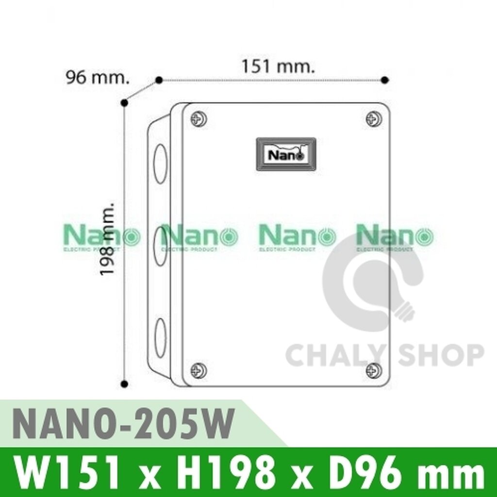 nano-electric-nano-205w-กล่องกันน้ำพลาสติก-ฝาทึบ-ขนาด-w151xh198xd96-mm-junction-box-ip65-สีขาว
