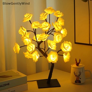 Blowgentlywind โคมไฟตั้งโต๊ะ LED รูปดอกกุหลาบ ต้นไม้ USB สําหรับตกแต่งบ้าน BGW