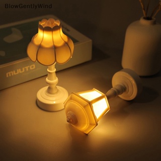 Blowgentlywind โคมไฟตั้งโต๊ะ LED รูปดอกบัว ขนาดเล็ก สไตล์เรโทร สําหรับตกแต่งบ้าน ห้องนอน ห้องนั่งเล่น