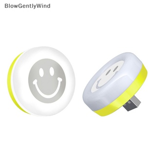 Blowgentlywind โคมไฟกลางคืน LED รูปหน้ายิ้ม ขนาดเล็ก ประหยัดพลังงาน ชาร์จ USB ใช้ง่าย สําหรับเด็ก ตั้งแคมป์ กลางแจ้ง BGW