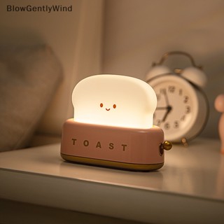 Blowgentlywind โคมไฟกลางคืน Led รูปขนมปังปิ้งน่ารัก ปรับความสว่างได้ หรี่แสงได้ ขนาดพกพา ชาร์จได้ สําหรับเด็ก