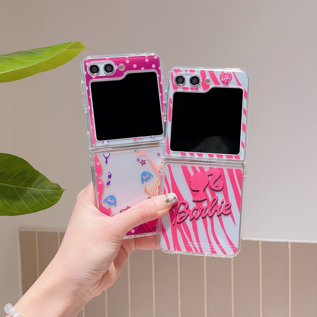 เคสโทรศัพท์มือถือแบบแข็ง-กันกระแทก-ลายการ์ตูนบาร์บี้น่ารัก-สําหรับ-samsung-galaxy-z-flip5-z-flip-3-flip-4