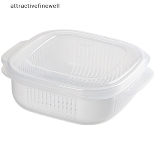 [attractivefinewell] กล่องอาหารกลางวัน รักษาความสด พร้อมตะกร้าระบายน้ํา สําหรับเก็บผัก ผลไม้ TIV