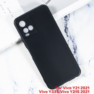 เคสโทรศัพท์มือถือ ซิลิโคนนิ่ม TPU สีดํา สําหรับ VIVO Y33S Y21 2021 Y21S