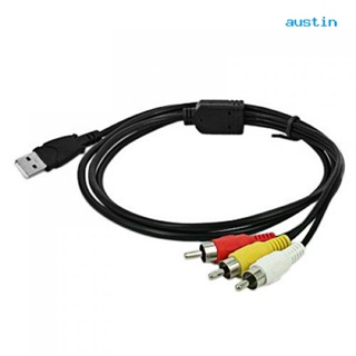 [AY] อะแดปเตอร์สายเคเบิ้ล USB เป็น 3RCA Audio Video A/V สําหรับ TV Mac PC