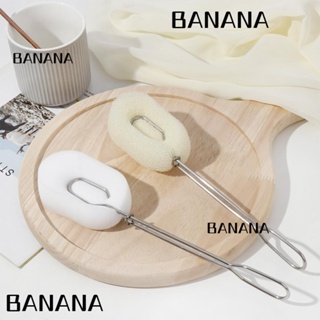 Banana1 แปรงฟองน้ํา ด้ามจับยาว ถอดออกได้ แบบเปลี่ยน สําหรับขัดทําความสะอาด