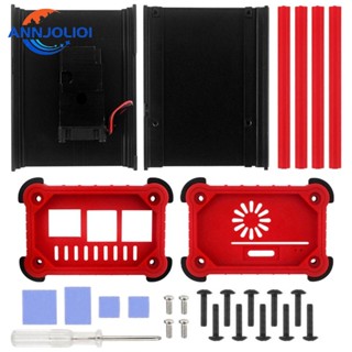 Ann เคสอลูมิเนียม สีดํา พร้อมพัดลมระบายความร้อน CPU RPI สําหรับเคส Raspberry Pi 4B