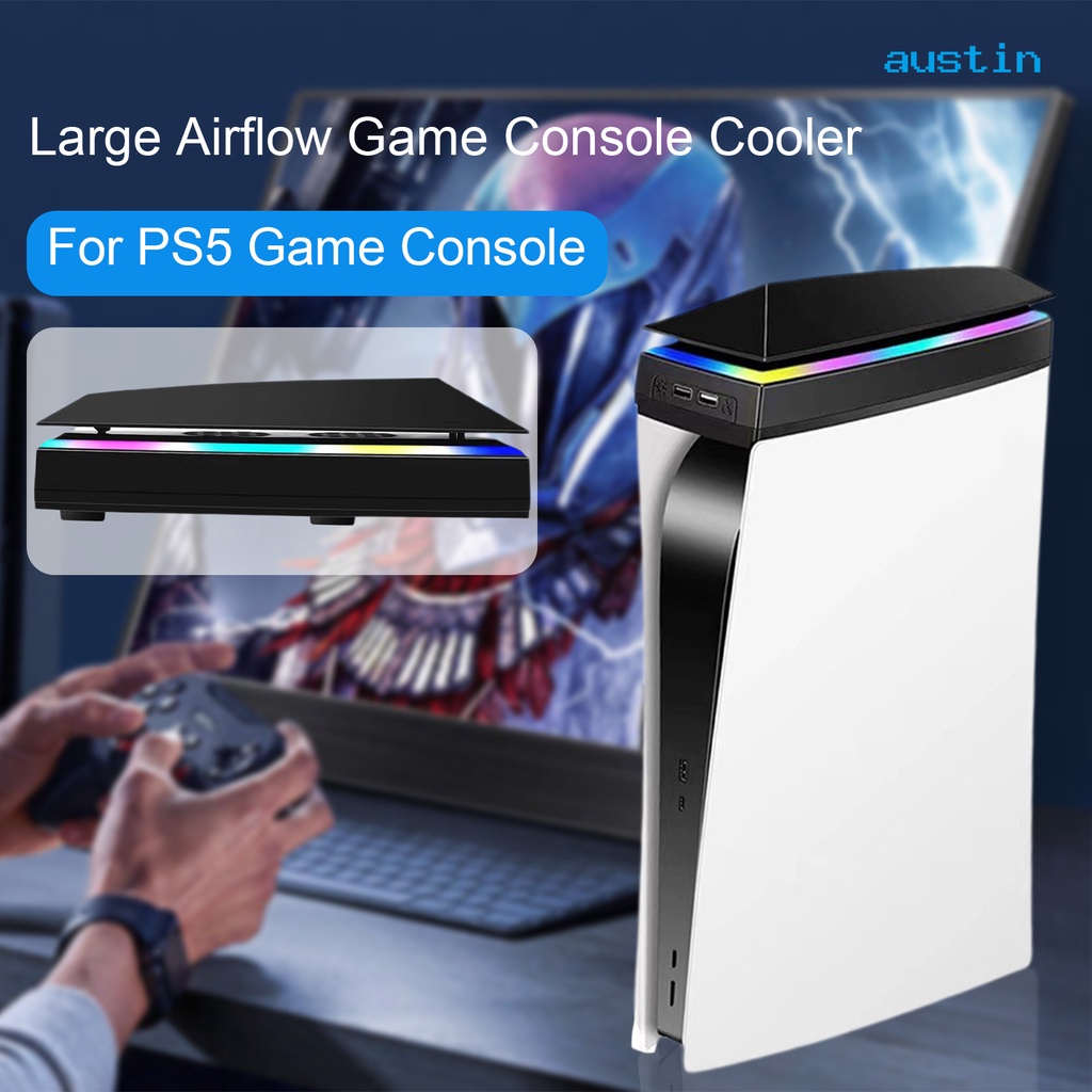 ay-พัดลมระบายความร้อนเกมคอนโซล-rgb-light-3-speed-2-usb-กันน้ํา-กันฝุ่น-สําหรับ-ps5-game-console