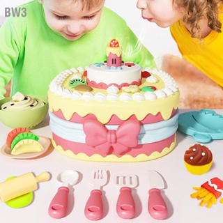 BW3 แป้งสีของเล่นเค้กวันเกิด Playset พร้อมแม่พิมพ์ Dough KITCHEN Creations ชุดเครื่องมือสำหรับเด็กแกล้งทำเป็น Chef