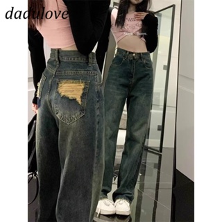 DaDulove💕 New American Ins High Street Retro Ripped Jeans Niche High Waist Straight Pants Large Size Trousers