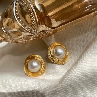 925 Silver needle French style lazy retro court high sense socialite temperament earrings female metal earrings pearl earrings