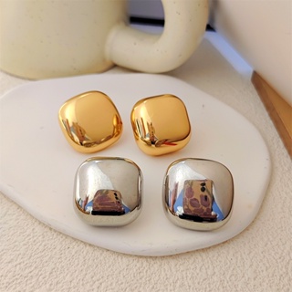 European and American cross-border glossy square earrings female minority design light luxury INS cold wind earbuckles simple earrings