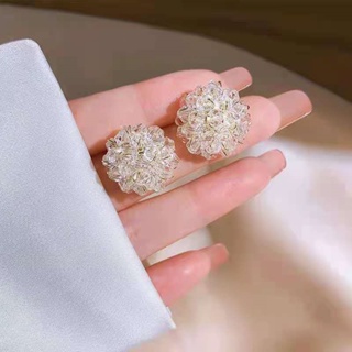 S925 silver needle crystal flower earrings 2021 new tide fairy earrings femininity network celebrity earrings