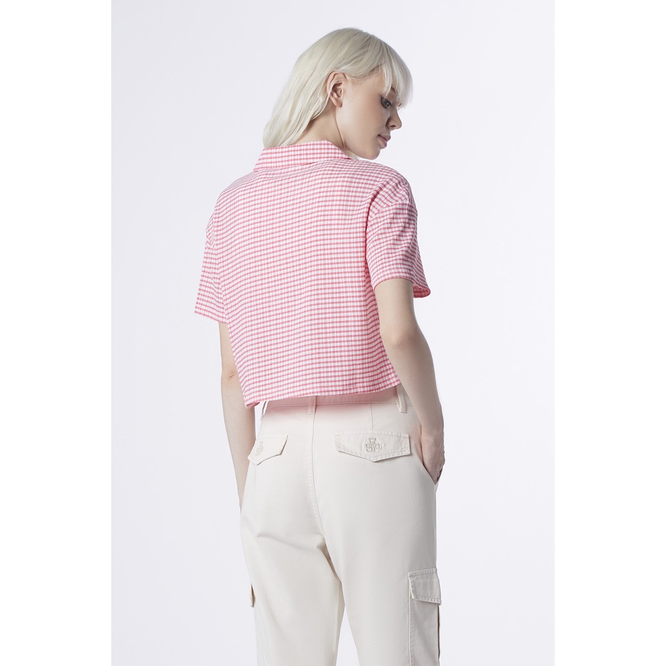 esp-เสื้อเชิ้ตเฟรนช์ชี่ลายตาราง-ผู้หญิง-frenchie-plaid-shirt-with-knot-detail-06029