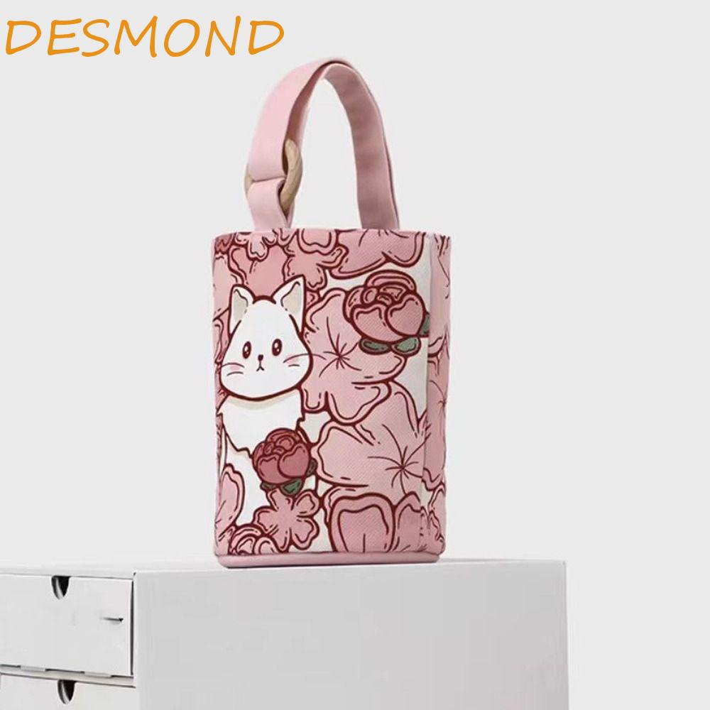 desmond-กระเป๋าถือ-กระเป๋าใส่กล่องอาหารกลางวัน-พิมพ์ลายการ์ตูนกระต่าย-แมวน่ารัก-สีสันสดใส-สําหรับผู้หญิง