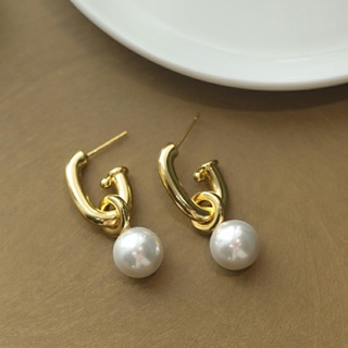 925 silver needle French pearl earrings female light extravagance high sense minority design earrings metal personality earrings