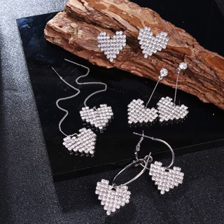 Korean version of the new diamond-encrusted love earrings long earrings shiny earrings temperament girls simple earrings