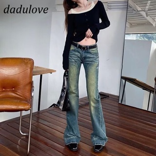 DaDulove💕 New American ins high street retro jeans small crowd high waist micro flared pants large size trousers