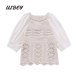 Uibey เสื้อถักแฟชั่น คอกลม อเนกประสงค์ 3886