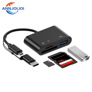 Ann อะแดปเตอร์ฮับ USB MicroUSB SD TF Card Reader 5 In 1 Mini OTG HUB สําหรับโทรศัพท์ PC Type C