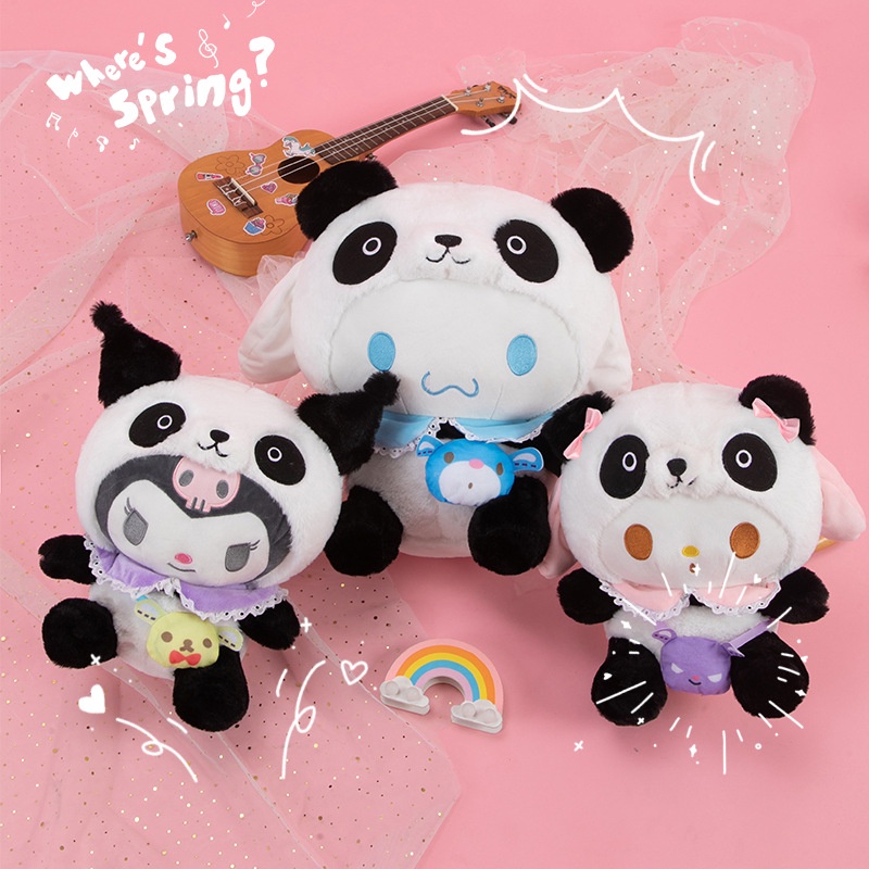 ตุ๊กตาหมีแพนด้า-kuromi-sanrio-cinnamoroll-plushie-my-melody-ของเล่นสําหรับเด็ก-ของขวัญวันเกิด