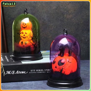 ฮาโลวีนโปร่งใสโคมไฟฟักทองสีดำ Cat Night Light Home Bar ตกแต่งปาร์ตี้ฮาโลวีนไฟ-FE