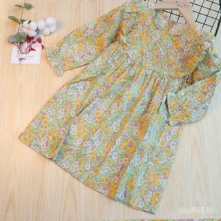 Girls dress 2023 new long-sleeved dress cute little floral dress for children rural Korean style princess dress 3CEO