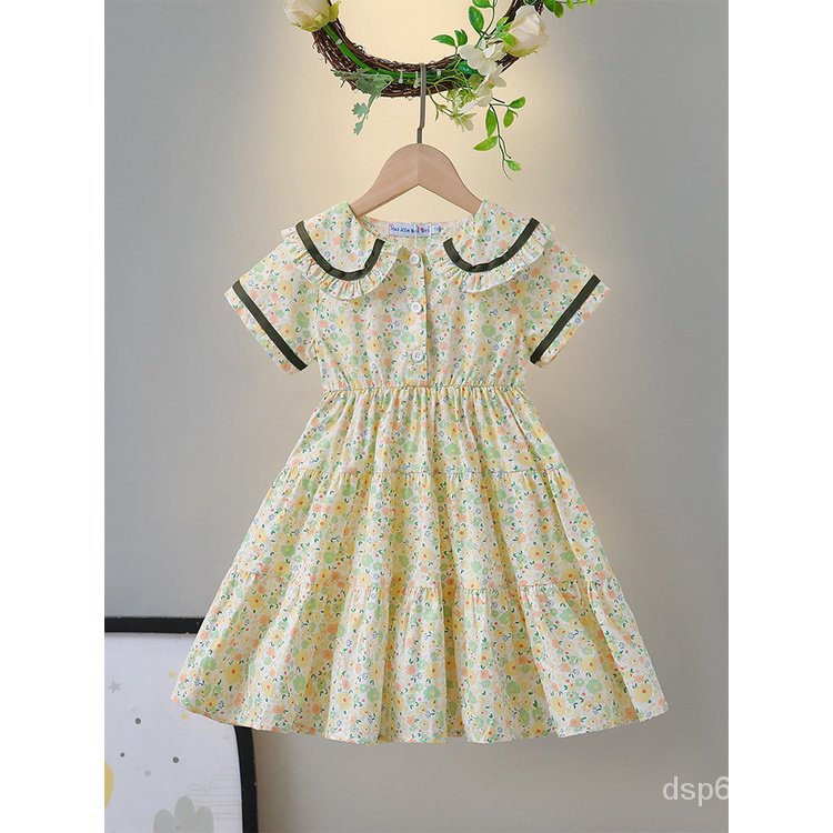 girls-dress-summer-new-floral-cotton-doll-collar-childrens-clothing-girls-sweet-korean-style-childrens-princess-dress-wholesale-vwbh