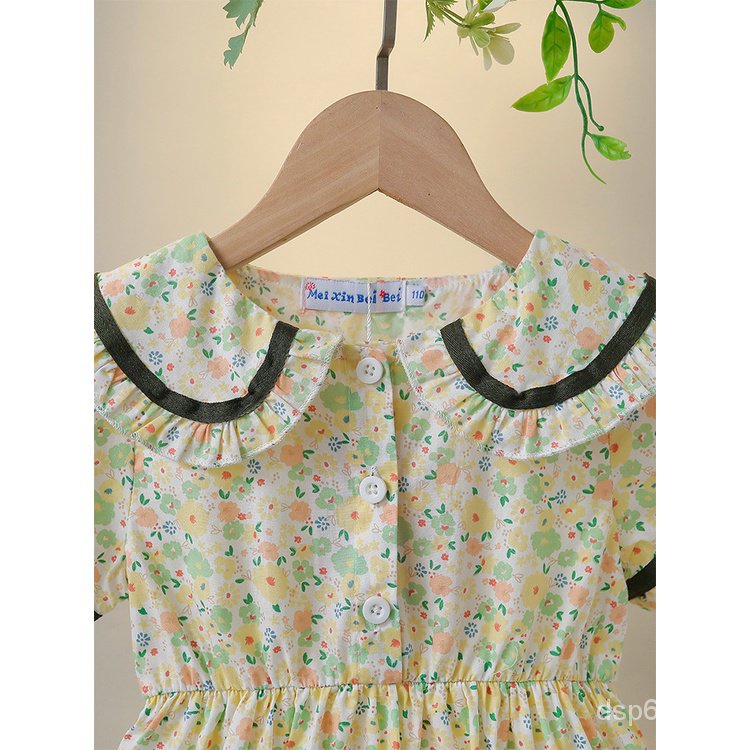 girls-dress-summer-new-floral-cotton-doll-collar-childrens-clothing-girls-sweet-korean-style-childrens-princess-dress-wholesale-vwbh