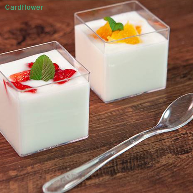lt-cardflower-gt-ถ้วยพลาสติกใส-ทรงสี่เหลี่ยม-ขนาดเล็ก-สําหรับใส่ขนมหวาน-ไอศกรีม-10-ชิ้น