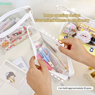 &lt;Dream&gt; กระเป๋าดินสอ PVC ใส ลายการ์ตูนสัตว์น่ารัก มีซิป จุของได้เยอะ สําหรับใส่เครื่องเขียน ปากกา เครื่องเขียน