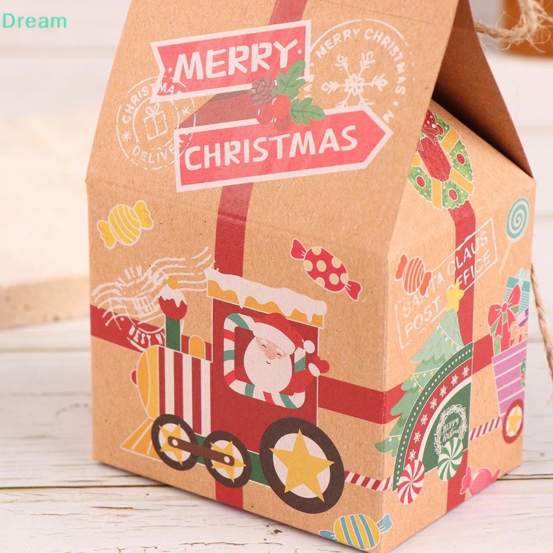 lt-dream-gt-ถุงกระดาษคราฟท์-ทรงบ้าน-พร้อมเชือก-สําหรับใส่ขนมคุกกี้-ตกแต่งต้นคริสต์มาส-5-ชิ้น