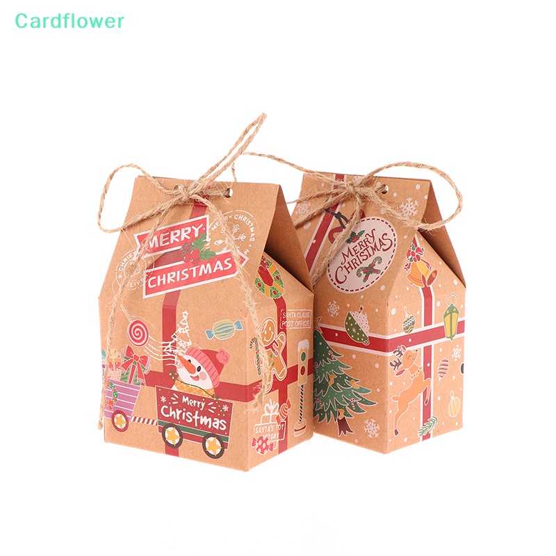 lt-cardflower-gt-ถุงกระดาษคราฟท์-ทรงบ้าน-พร้อมเชือก-สําหรับใส่ขนมคุกกี้-ตกแต่งต้นคริสต์มาส-5-ชิ้น