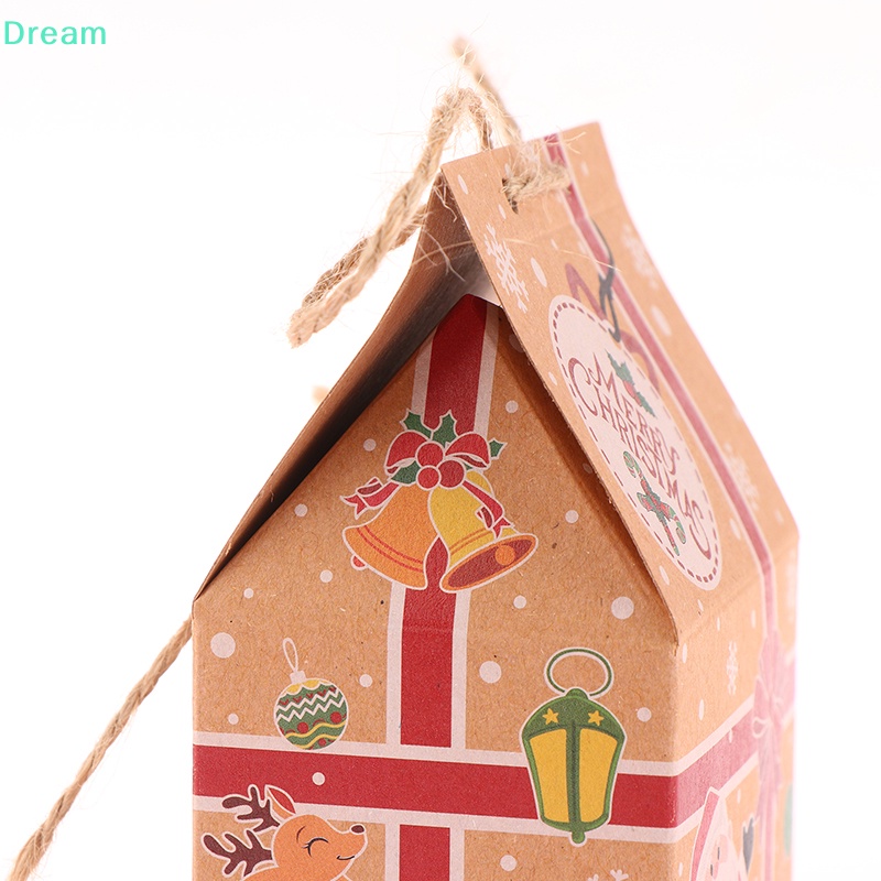 lt-dream-gt-ถุงกระดาษคราฟท์-ทรงบ้าน-พร้อมเชือก-สําหรับใส่ขนมคุกกี้-ตกแต่งต้นคริสต์มาส-5-ชิ้น