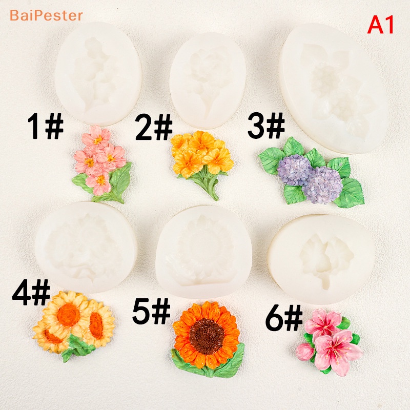 baipester-แม่พิมพ์ซิลิโคน-รูปดอกพีช-ดอกทานตะวัน-ไฮเดรนเยีย-สําหรับตกแต่งช่องแอร์รถยนต์