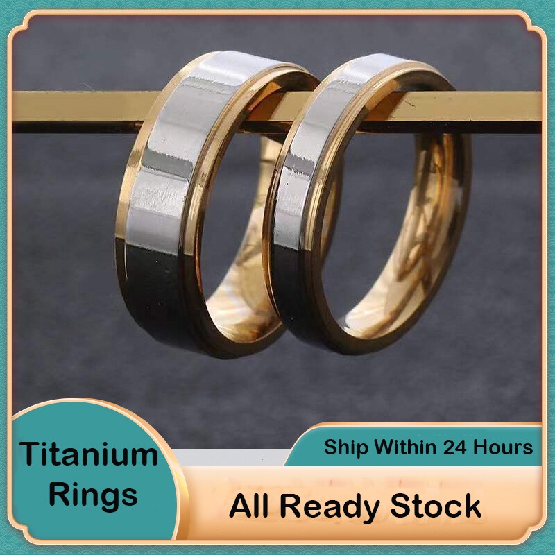 แหวนคู่รัก-แหวนเหล็กไทเทเนียม-สําหรับผู้หญิงและผู้ชาย-แหวนสเตนเลส-ไม่จางหาย