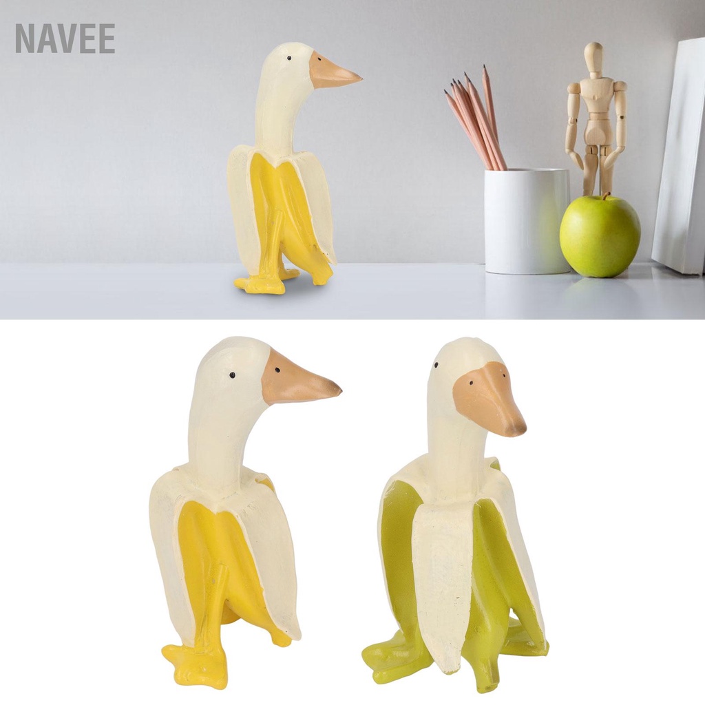 navee-เป็ดกล้วยรูปปั้นเครื่องประดับบ้านน่ารักตลกเรซิ่นfigurineตกแต่งสำหรับgarden-patio-yard-office