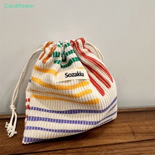 &lt;Cardflower&gt; กระเป๋าใส่เหรียญ ผ้าลูกฟูก ขนาดเล็ก แบบเชือกรูด สําหรับผู้หญิง ลดราคา