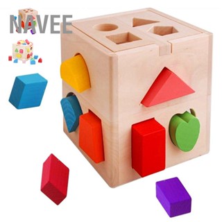  NAVEE Building Block ไม้รูปร่างการเรียงลำดับการจับคู่ของเล่นการศึกษาการเรียนรู้เครื่องมือสำหรับเด็กเด็ก