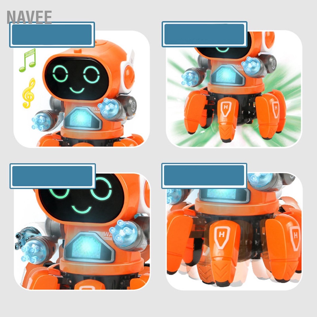 navee-หุ่นยนต์ของเล่นหกกรงเล็บพลาสติกอัจฉริยะเต้นรำร้องเพลงแสงหุ่นยนต์ไฟฟ้าของเล่นสำหรับเด็กผู้ชาย