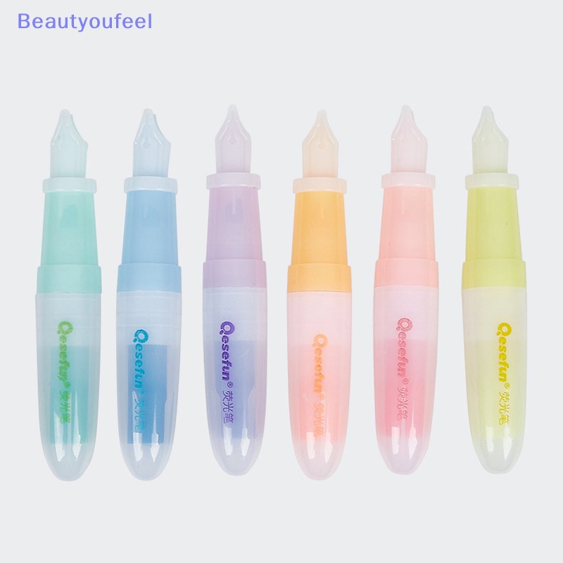 beautyoufeel-ปากกามาร์กเกอร์เรืองแสง-ขนาดเล็ก-6-สี-สําหรับนักเรียน-6-ชิ้น