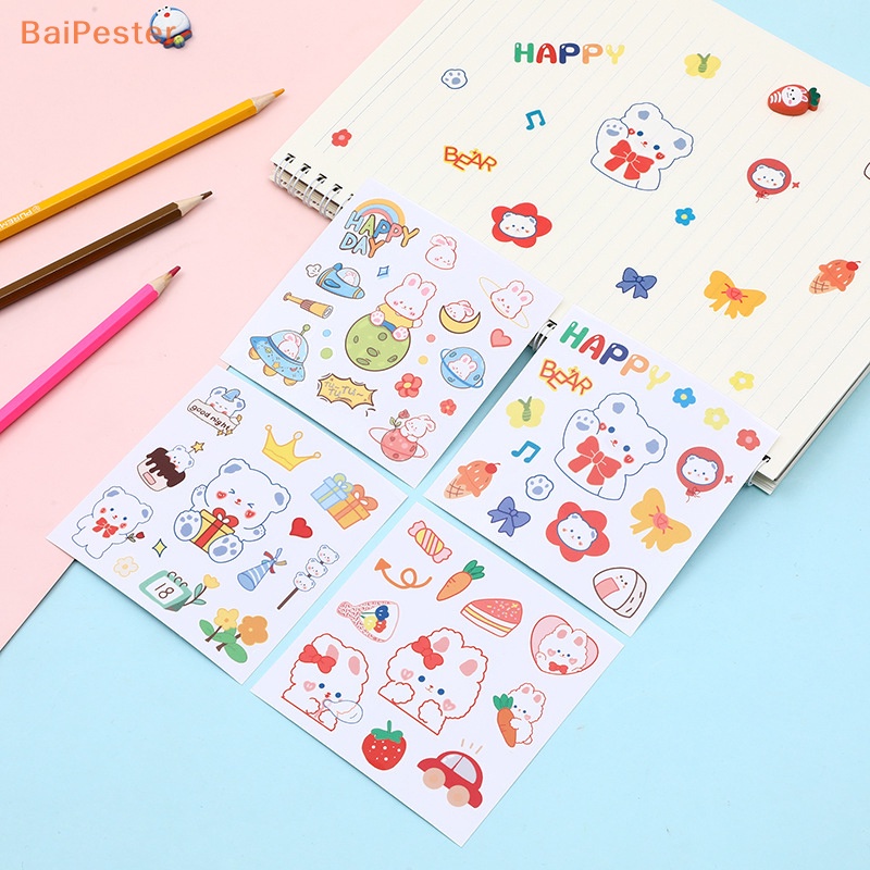 baipester-สติกเกอร์-ลายการ์ตูนหมี-กระต่ายน่ารัก-กันน้ํา-สําหรับติดตกแต่งแก้วน้ํา-ตู้เย็น-10-ชิ้น